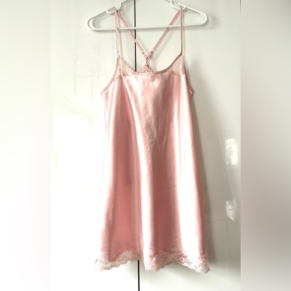Size M - La Senza Lingerie Slip Dress Nightgown Satin (Light Pink)